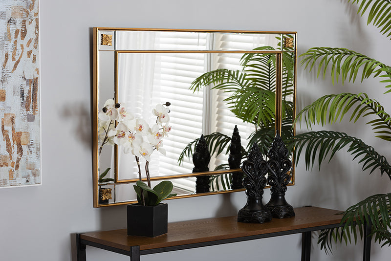 Eveline Modern Glam and Luxe Antique Goldleaf Finished Wood Accent Wall Mirror