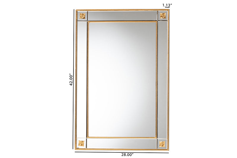 Eveline Modern Glam and Luxe Antique Goldleaf Finished Wood Accent Wall Mirror