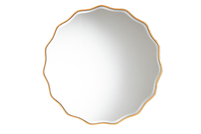 Lovella Modern Glam and Luxe Antique Goldleaf Finished Wood Accent Wall Mirror