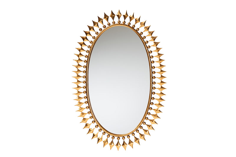 Eris Modern Glam and Luxe Antique Goldleaf Metal Accent Wall Mirror