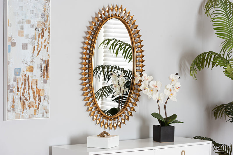 Eris Modern Glam and Luxe Antique Goldleaf Metal Accent Wall Mirror