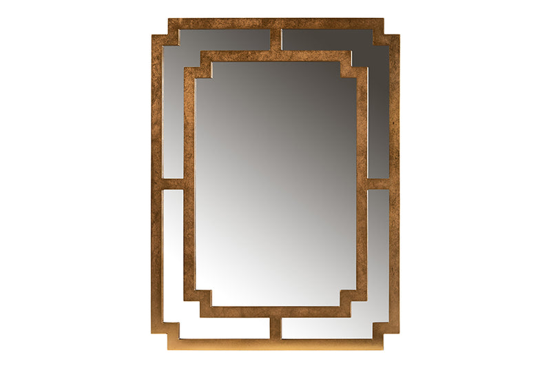 Aries Modern and Contemporary Antique Gold Finished Wood Accent Wall Mirror