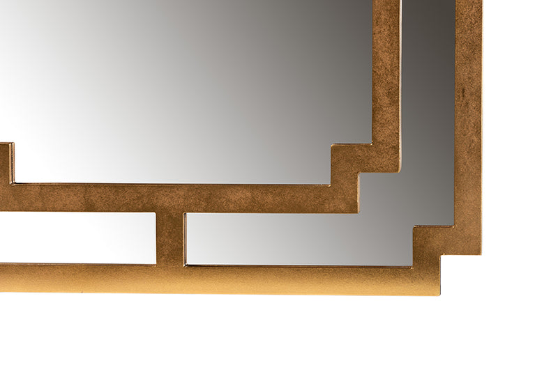 Aries Modern and Contemporary Antique Gold Finished Wood Accent Wall Mirror