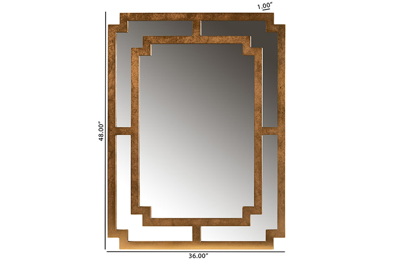 Aries Modern and Contemporary Antique Gold Finished Wood Accent Wall Mirror