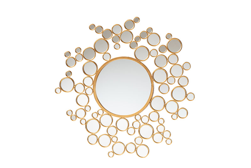 Marlys Modern Glam and Luxe Antique Goldleaf Metal Bubble Accent Wall Mirror