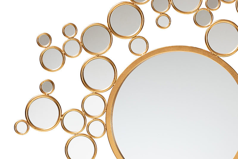 Marlys Modern Glam and Luxe Antique Goldleaf Metal Bubble Accent Wall Mirror