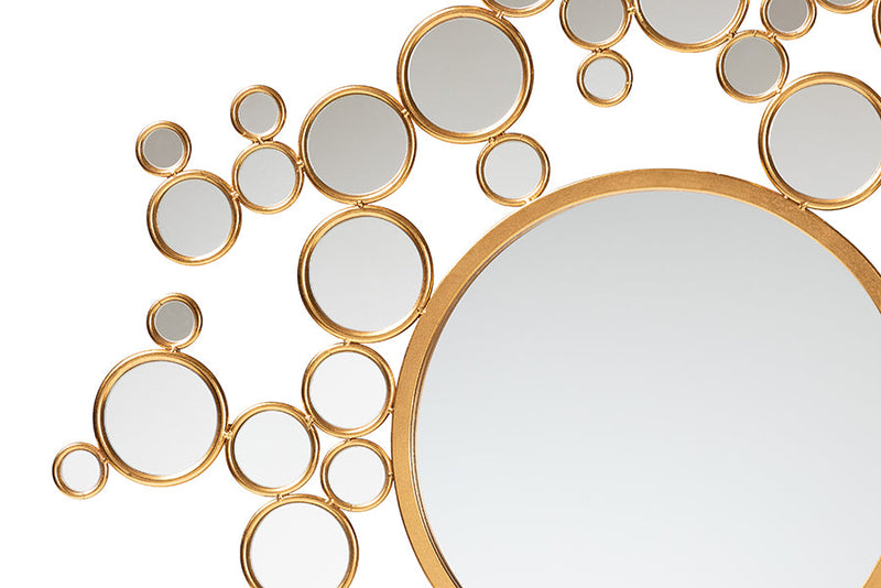 Marlys Modern Antique Goldleaf Metal Bubble Accent Wall Mirror Baxton