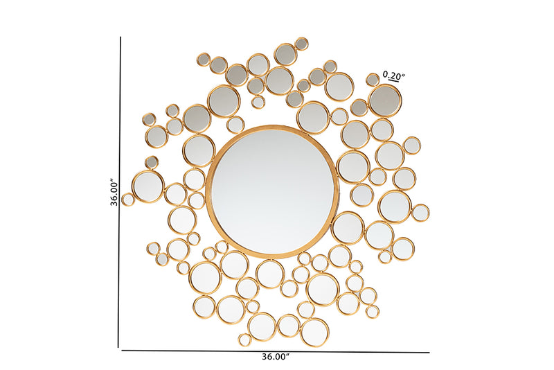 Marlys Modern Glam and Luxe Antique Goldleaf Metal Bubble Accent Wall Mirror