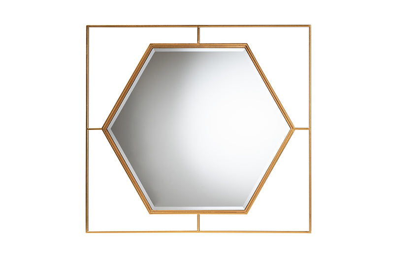 Caelia Modern Glam and Luxe Antique Goldleaf Metal Accent Wall Mirror