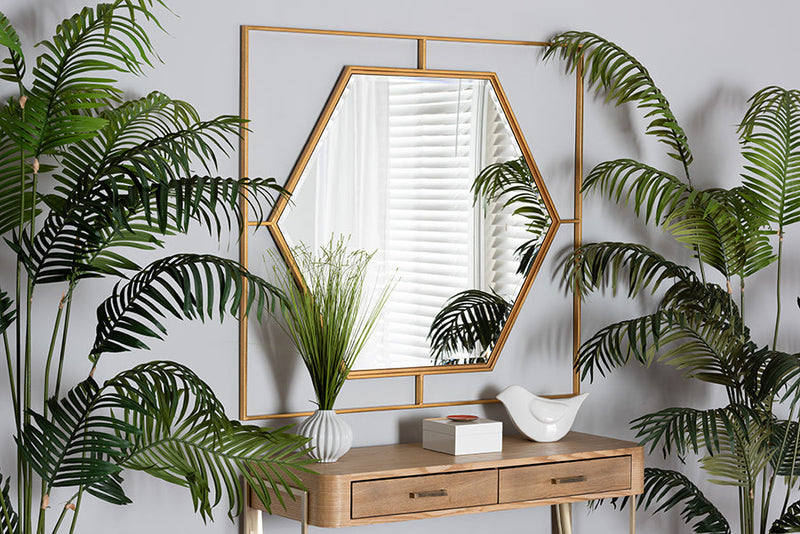 Caelia Modern Antique Goldleaf Metal Accent Wall Mirror Baxton