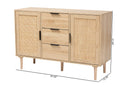 Osaka Natural Brown and Natural Rattan 3-Drawer Sideboard Baxton