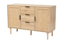 Osaka Natural Brown and Natural Rattan 3-Drawer Sideboard Baxton