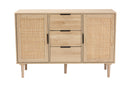 Osaka Natural Brown and Natural Rattan 3-Drawer Sideboard Baxton