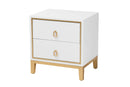Belenus Modern White and Gold Metal 2-Drawer End Table Baxton