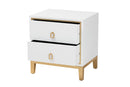Belenus Modern White and Gold Metal 2-Drawer End Table Baxton