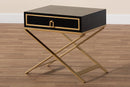 Ellery Modern Black and Gold Metal 1-Drawer End Table Baxton