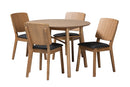 Talli Dark Gray Fabric and French Oak Brown 5-Piece Dining Set Baxton
