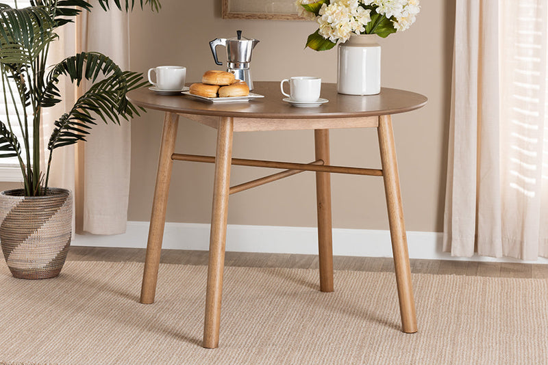 Talli French Oak Brown Finished Rubberwood Dining Table Baxton