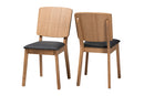Talli Dark Gray Fabric Oak Brown Finished Rubberwood 2Pc Dining Chair Set Baxton