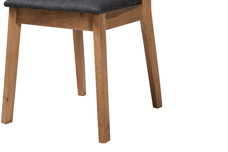 Talli Dark Gray Fabric Oak Brown Finished Rubberwood 2Pc Dining Chair Set Baxton