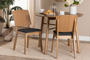 Talli Dark Gray Fabric Oak Brown Finished Rubberwood 2Pc Dining Chair Set Baxton
