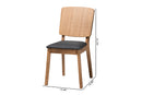 Talli Dark Gray Fabric Oak Brown Finished Rubberwood 2Pc Dining Chair Set Baxton