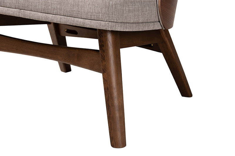 Tugera Gray Fabric and Walnut Brown 2Pc Accent Chair Set Baxton