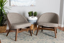 Tugera Gray Fabric and Walnut Brown 2Pc Accent Chair Set Baxton