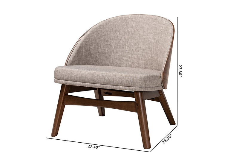 Tugera Gray Fabric and Walnut Brown 2Pc Accent Chair Set Baxton