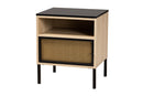 Mabon Two-Tone Black and Gold Metal and Light Brown 1-Door End Table Baxton