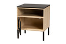 Mabon Two-Tone Black and Gold Metal and Light Brown 1-Door End Table Baxton