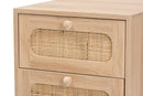 Ogden Light Brown and Natural Rattan 1-Drawer End Table Baxton