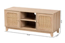 Ogden Light Brown and Natural Rattan 2-Door TV Stand Baxton
