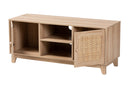 Ogden Light Brown and Natural Rattan 2-Door TV Stand Baxton