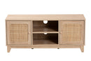Ogden Light Brown and Natural Rattan 2-Door TV Stand Baxton