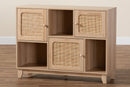 Ogden Light Brown and Natural Rattan 3-Door Sideboard Baxton