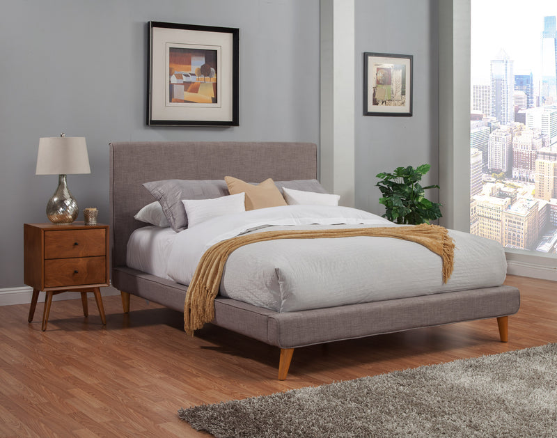 Lyra Full Size Upholstered Platform Bed, Dark Grey