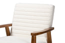 Hanley Cream Boucle Fabric and Walnut Brown Armchair Baxton