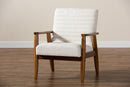 Hanley Cream Boucle Fabric and Walnut Brown Armchair Baxton