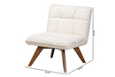 Levon Japandi Cream Boucle Fabric and Walnut Brown Accent Chair Baxton
