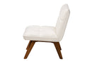 Levon Japandi Cream Boucle Fabric and Walnut Brown Accent Chair Baxton