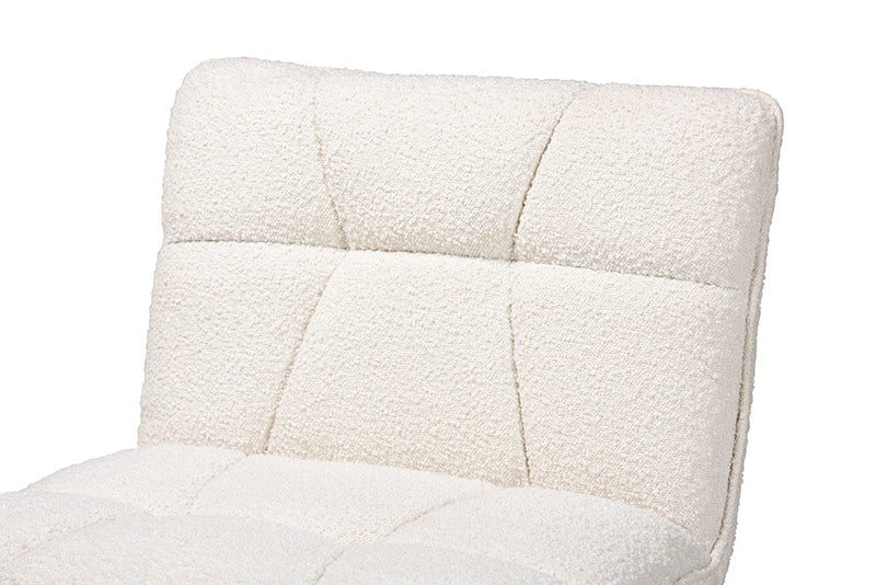Levon Japandi Cream Boucle Fabric and Walnut Brown Accent Chair Baxton