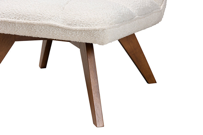 Levon Japandi Cream Boucle Fabric and Walnut Brown Accent Chair Baxton