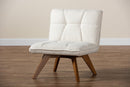 Levon Japandi Cream Boucle Fabric and Walnut Brown Accent Chair Baxton