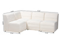 Linn Modern White Boucle Fabric 4Pc Modular Sectional Sofa Baxton