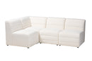 Linn Modern White Boucle Fabric 4Pc Modular Sectional Sofa Baxton