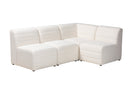 Linn Modern White Boucle Fabric 4Pc Modular Sectional Sofa Baxton