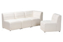 Linn Modern White Boucle Fabric 4Pc Modular Sectional Sofa Baxton