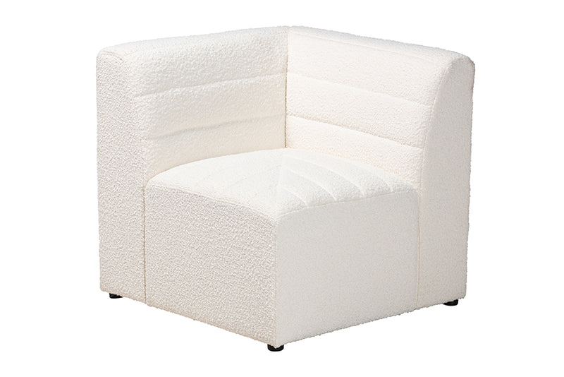 Linn Modern White Boucle Fabric 4-Piece Modular Sectional Sofa