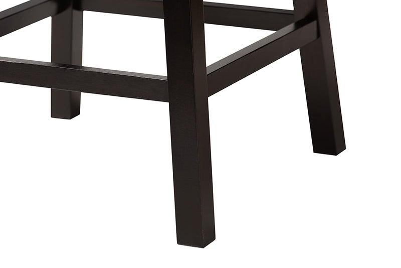 Olson Black Faux Leather and Espresso Brown 2Pc Swivel Counter Stool Set Baxton